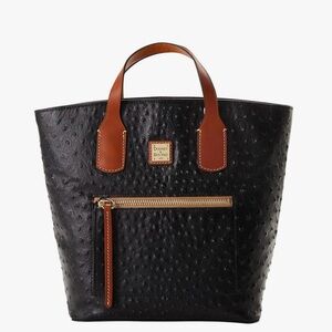 Dooney & Bourke Brinley Black Ostrich Embossed Tote Bag
